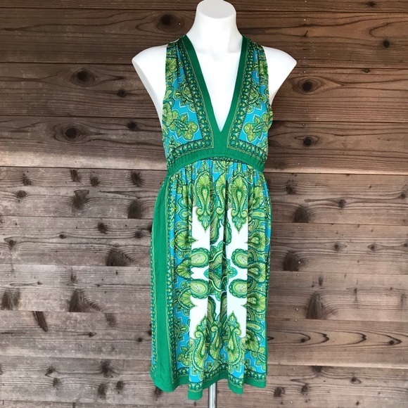 Bailey Blue Deep V, Knotted Racer Back Dress Med - Picture 6 of 8